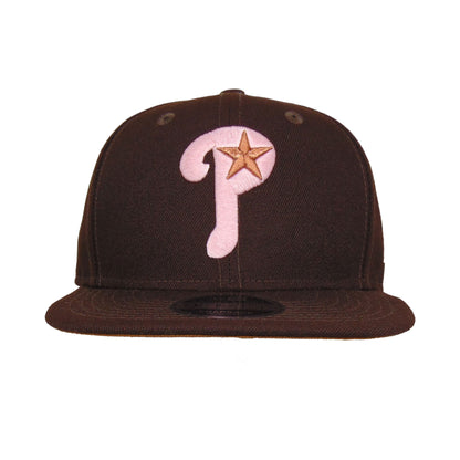 Philadelphia Phillies Custom New Era 9FIFTY Cap Brown brown
peanut Front View
