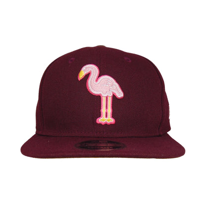 Miami Beach Flamingos Jf Custom 9FIFTy New Era Cap Maroon maroon
pink Front View