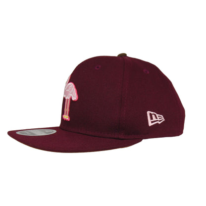 Miami Beach Flamingos Jf Custom 9FIFTy New Era Cap Maroon maroon
pink Side View