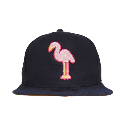 Miami Beach Flamingos Jf Custom 9FIFTy New Era Cap Navy navy
pink Front View