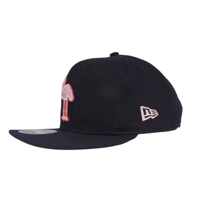 Miami Beach Flamingos Jf Custom 9FIFTy New Era Cap Navy navy
pink Side View