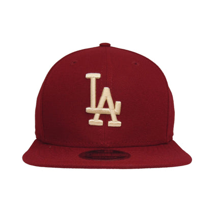 Los Angeles Dodgers Custom 9FIFTY New Era Snap Back Cardinal dark red Front View