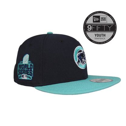 YOUTH Chicago Cubs Custom New Era Cap Snapback Cap Navy Teal navy
teal Side View