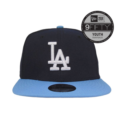 YOUTH Los Angeles Dodgers 9FIFTY New Era Snap Back Navy Sky blue
sky blue Front View