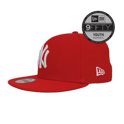 YOUTH New York Yankees Custom 9FIFTY New Era Cap Scarlet Red red Side View