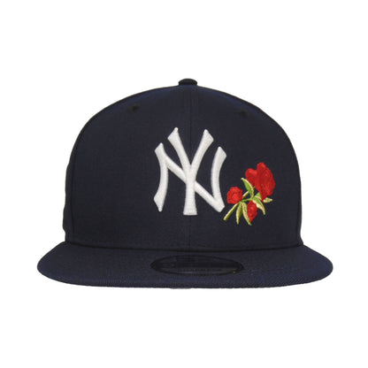 New York Yankees Custom 9FIFTY New Era Cap WS99 Navy Floral navy Front View