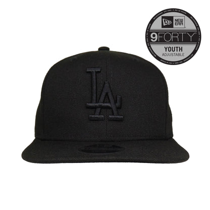 KIDS Los Angeles Dodgers 9FIFTY New Era Snap Back Blackout black Front View
