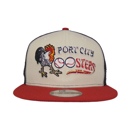 Port City Roosters 9FIFTY Trucker New Era Snapback Cap stone red
stone
navy Front View