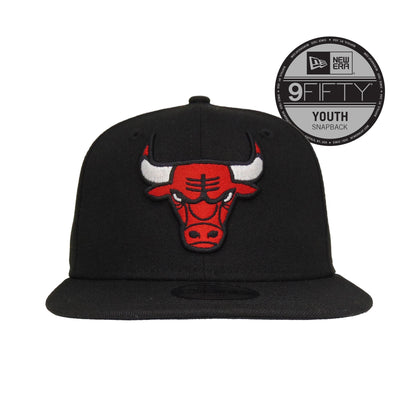 YOUTH Chicago Bulls Custom New Era Snapback Cap black red Front View