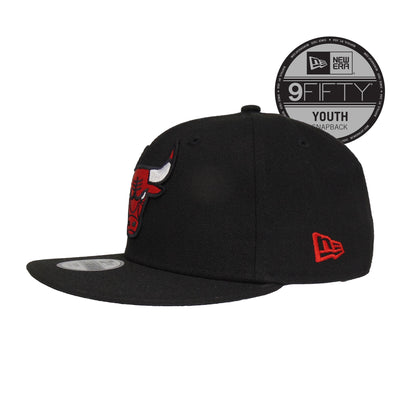 YOUTH Chicago Bulls Custom New Era Snapback Cap black red Side View
