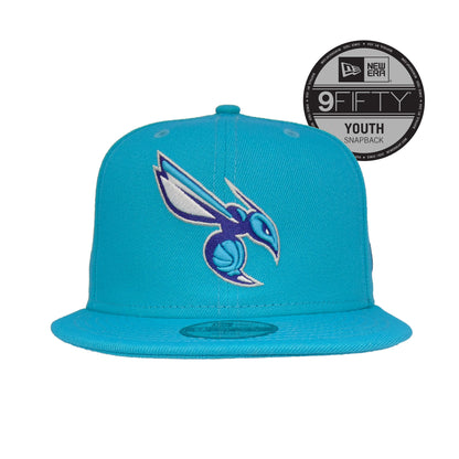 YOUTH Charlotte Hornets Custom New Era Snapback Cap Teal teal Front View