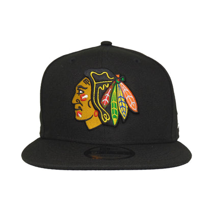 Chicago Blackhawks New Era 9FIFTY Snapback Cap Black black Front View