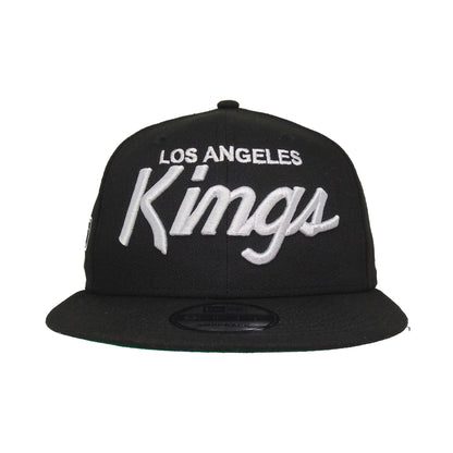 Los Angeles Kings New Era 9FIFTY Snapback Cap black script dark green Front View