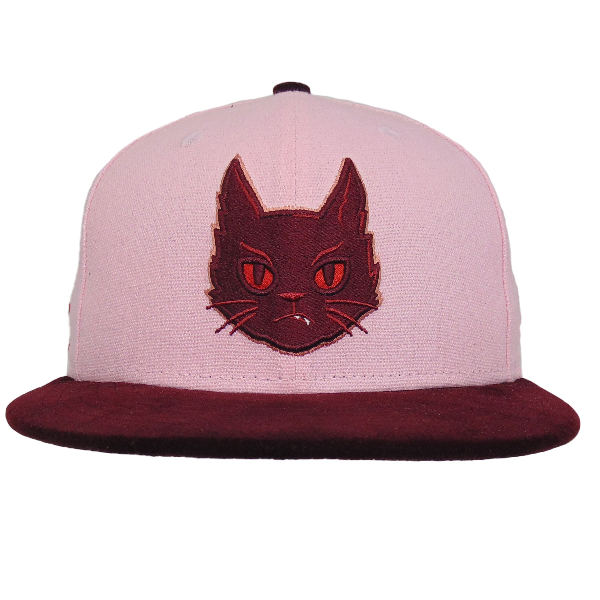 JustFitteds Black Cat Head New Era 59FIFTY Cap Pink Maroon