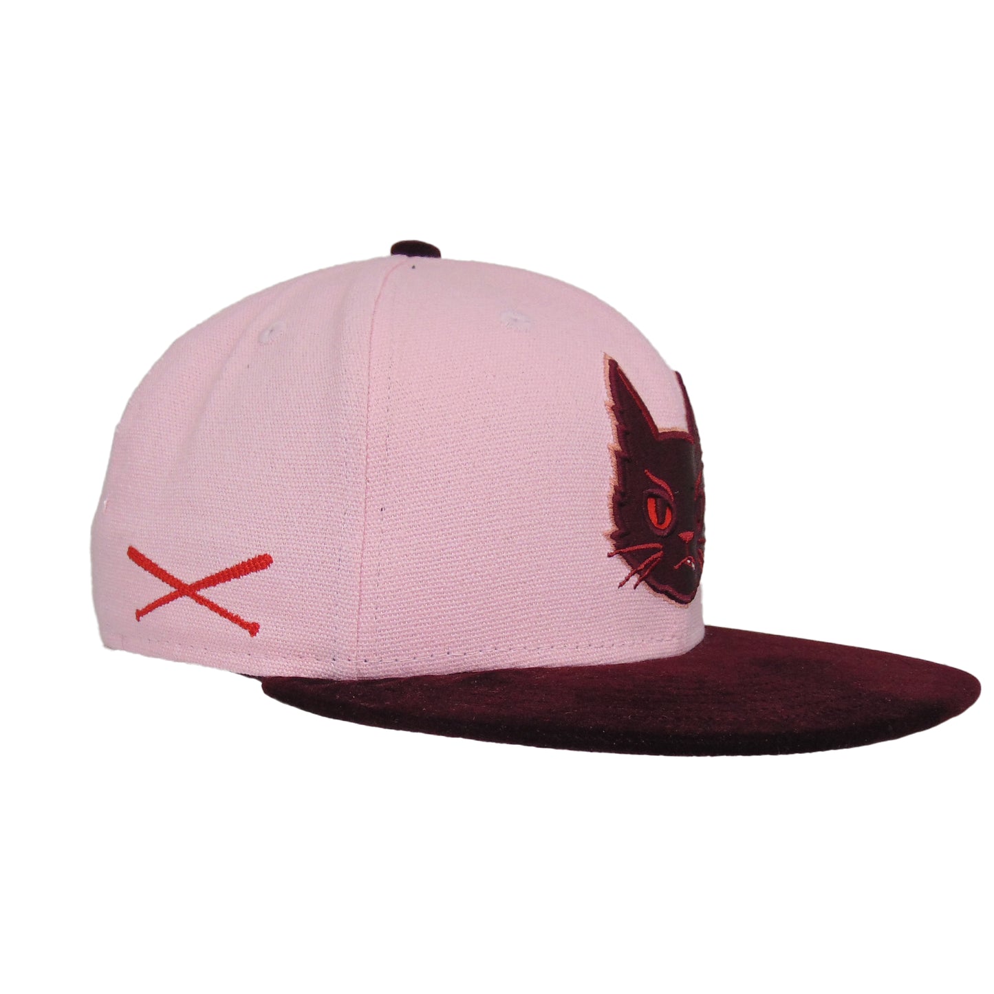 JustFitteds Black Cat Head New Era 59FIFTY Cap Pink Maroon