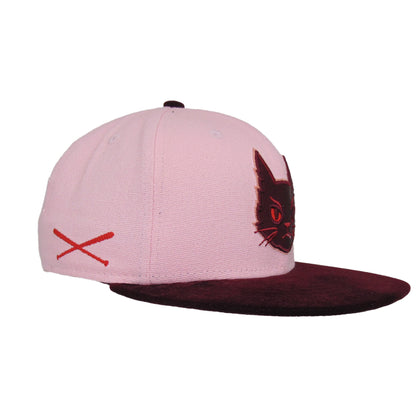 JustFitteds Black Cat Head New Era 59FIFTY Cap Pink Maroon