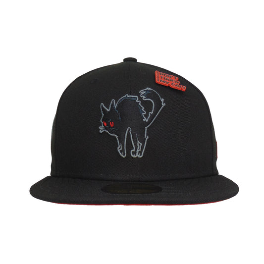 JustFitteds Black Cat New Era 59FIFTY Cap Black Red