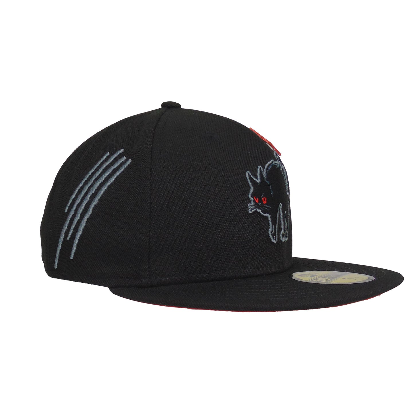 JustFitteds Black Cat New Era 59FIFTY Cap Black Red