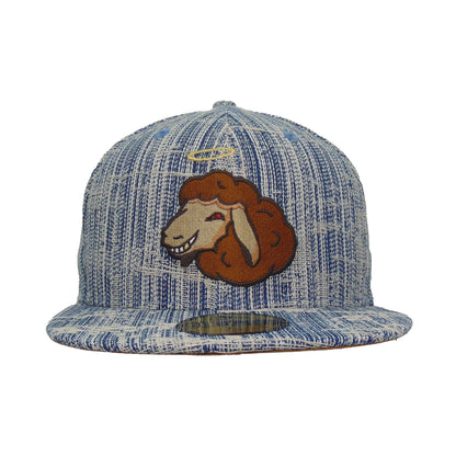 JustFitteds Black Sheep 59FIFTY New Era Cap Distressed Denim light blue Front View