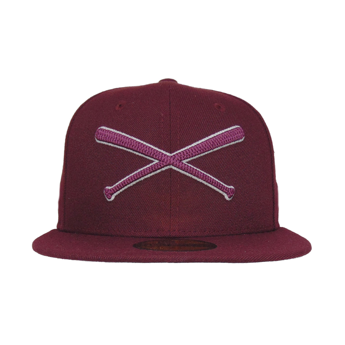 JustFitteds Crossed Bats Logo New Era 59FIFTY Maroon 3M maroon Front View