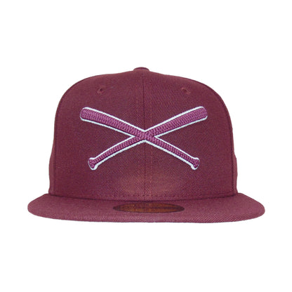 JustFitteds Crossed Bats Logo New Era 59FIFTY Maroon 3M maroon Side View