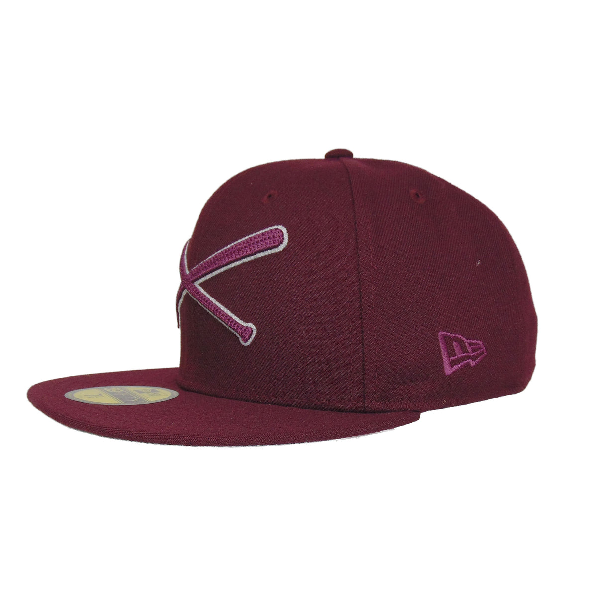 JustFitteds Crossed Bats Logo New Era 59FIFTY Maroon 3M maroon Back View
