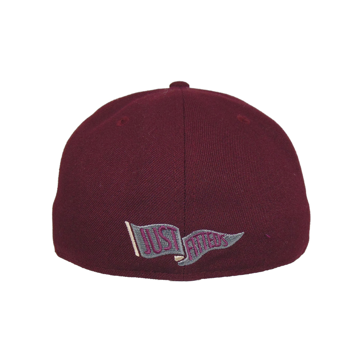 JustFitteds Crossed Bats Logo New Era 59FIFTY Maroon 3M maroon Undervisor View