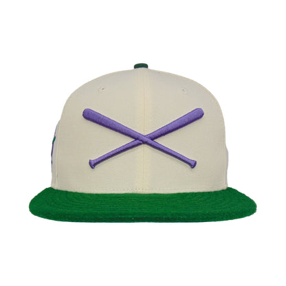 JustFitteds Crossed Bats 59FIFTY New Era Cap Championship chrome
green Front View