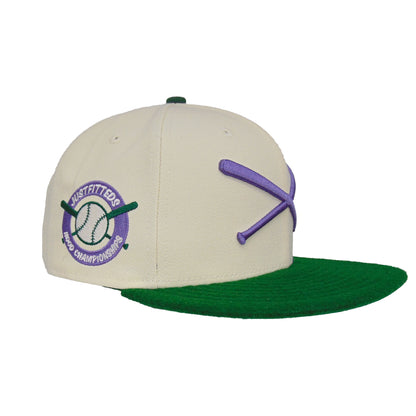 JustFitteds Crossed Bats 59FIFTY New Era Cap Championship chrome
green Side View