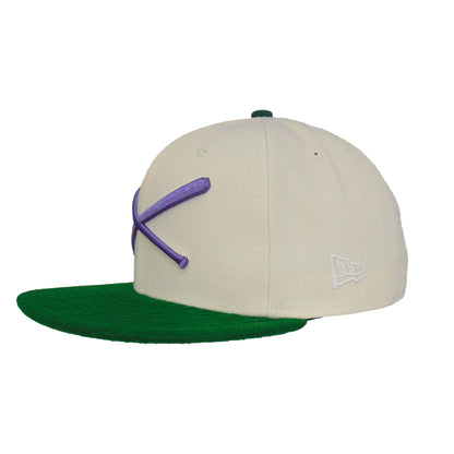 JustFitteds Crossed Bats 59FIFTY New Era Cap Championship chrome
green Back View