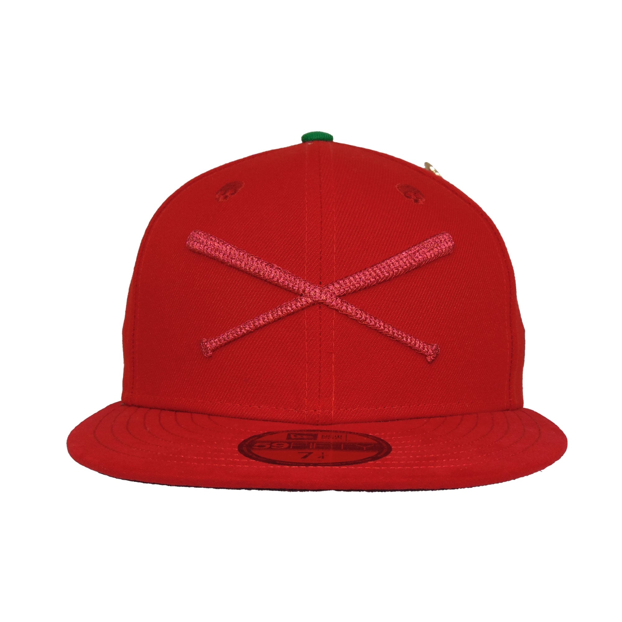 JustFitteds Crossed Bats Logo New Era 59FIFTY Cap Hot Chili