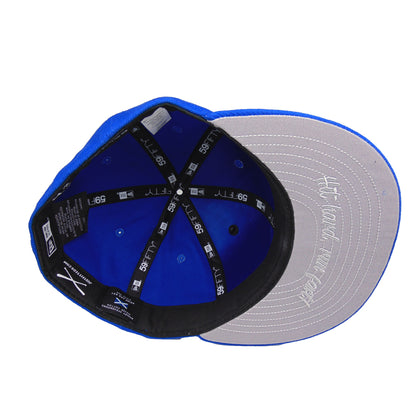 JustFitteds x Halley Stevensons Crossed Bats Logo New Era 59FIFTY Cap Royal blue Undervisor View