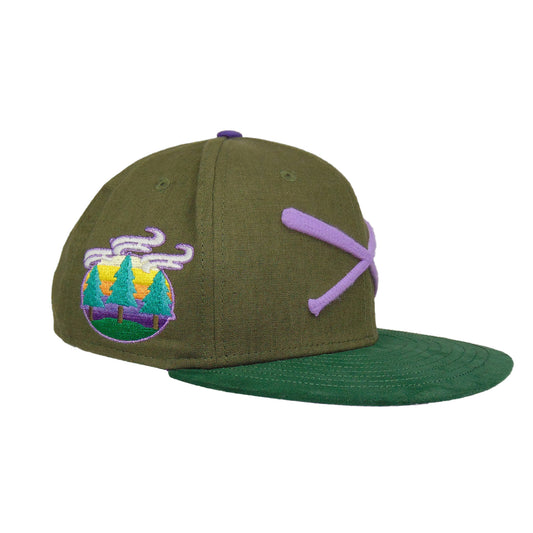 JustFitteds Crossed Bats Logo New Era 59FIFTY Cap Smoking Trees