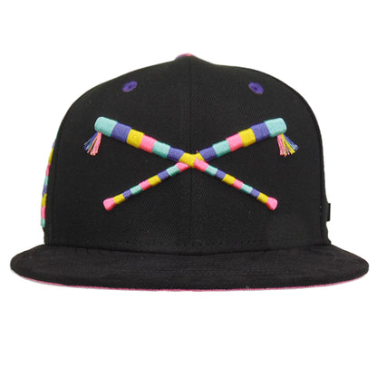 Caps MX x JustFitteds Crossed Bats Logo New Era 59FIFTY Cap Black Pinata