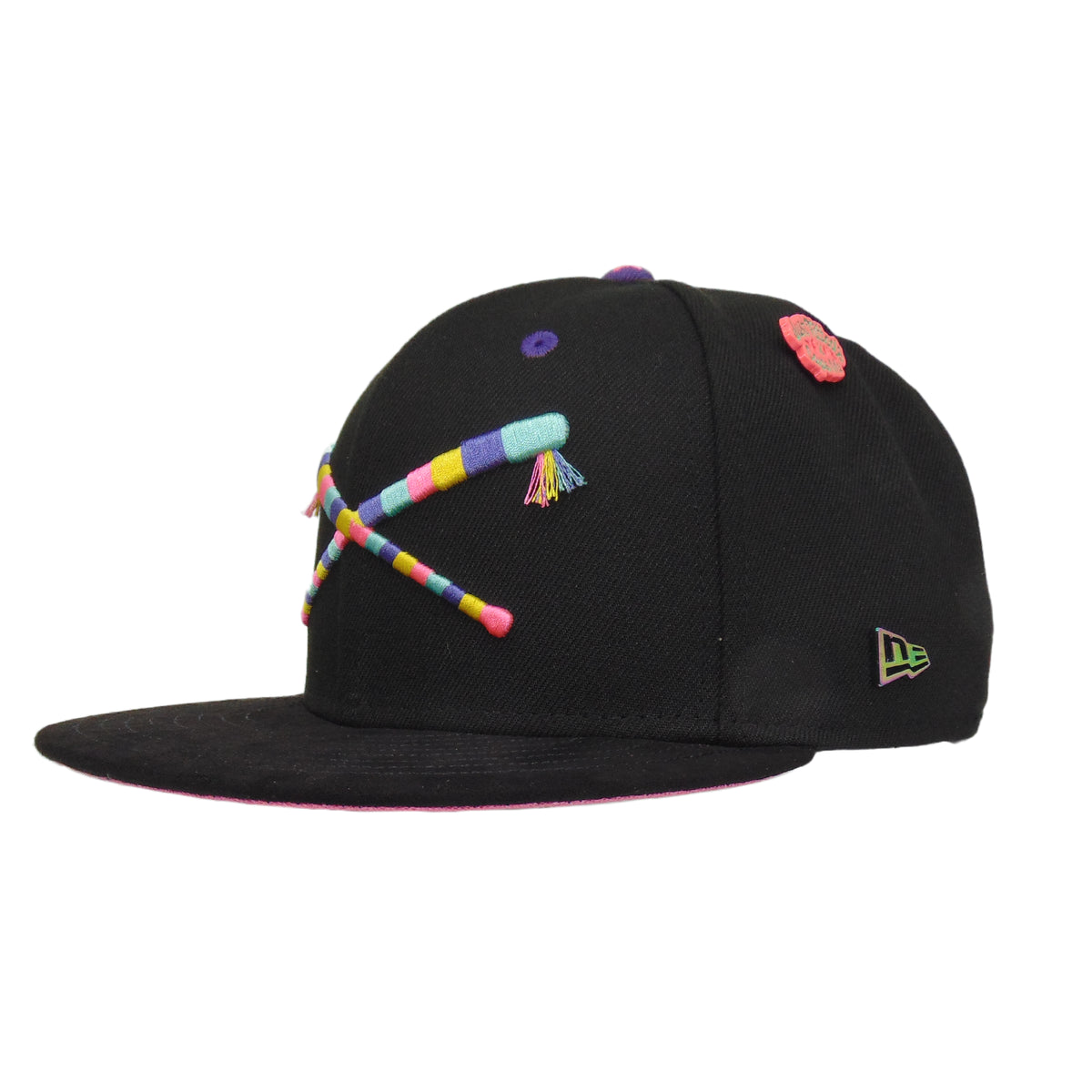 Caps MX x JustFitteds Crossed Bats Logo New Era 59FIFTY Cap Black Pinata