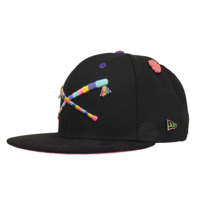 Caps MX x JustFitteds Crossed Bats Logo New Era 59FIFTY Cap Black Pinata