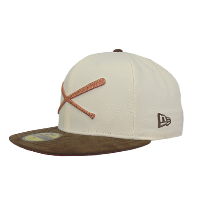 JustFitteds Crossed Bats Logo New Era 59FIFTY Cap Chrome Copper