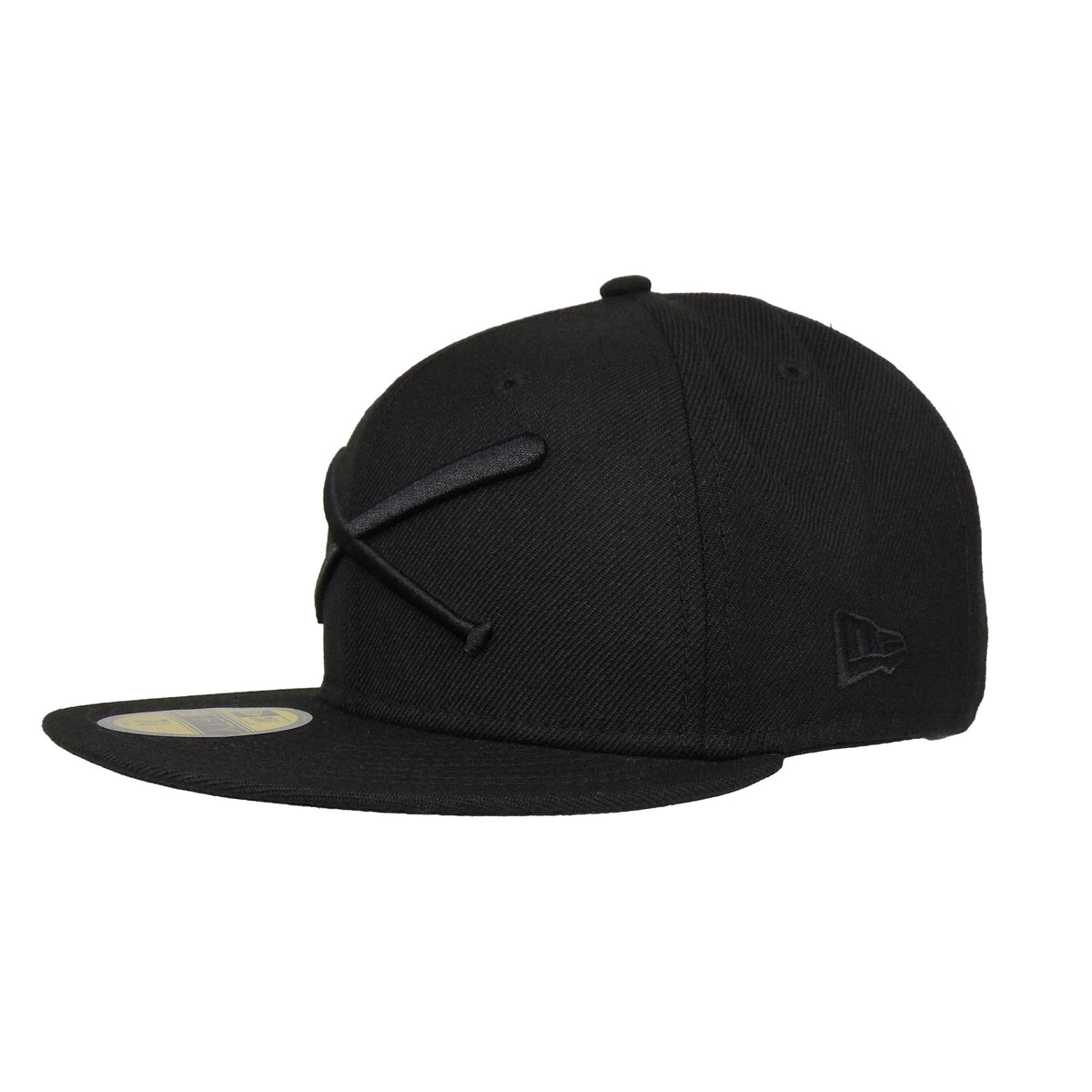 JustFitteds Crossed Bats 59FIFTY New Era Cap Blackout Wool black Side View