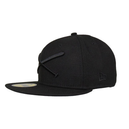 JustFitteds Crossed Bats 59FIFTY New Era Cap Blackout Wool black Side View