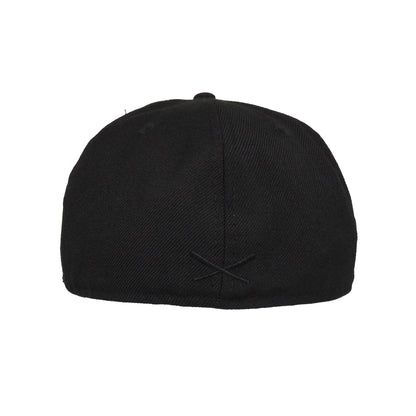 JustFitteds Crossed Bats 59FIFTY New Era Cap Blackout Wool black Back View