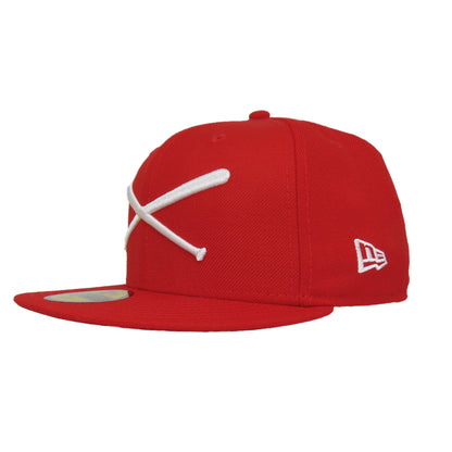 JustFitteds Crossed Bats Logo New Era 59FIFTY Cap Red White