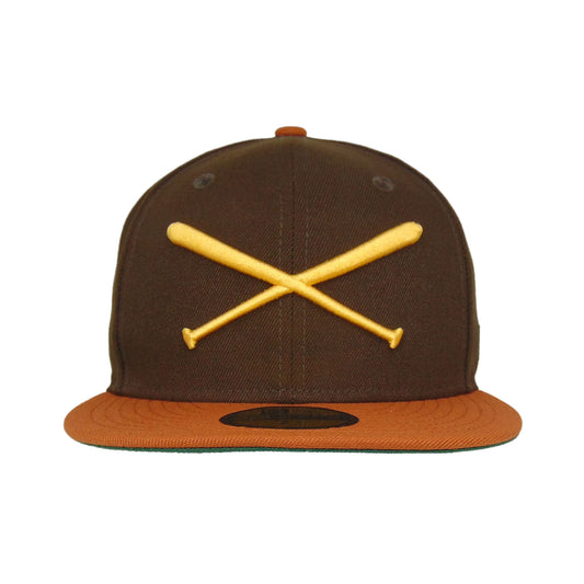 JustFitteds Crossed Bats Logo New Era 59FIFTY BRN ORG