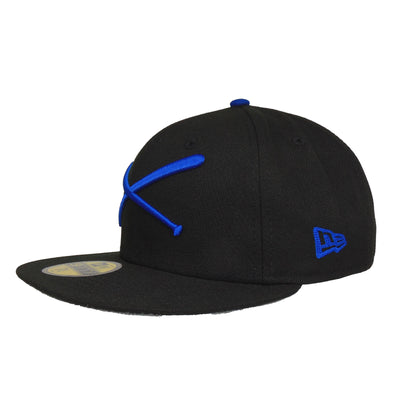 JustFitteds Crossed Bats Logo New Era 59FIFTY Cap Black Royal black Side View