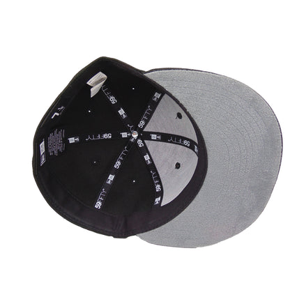 JustFitteds Crossed Bats Logo New Era 59FIFTY Cap Black Royal black Undervisor View