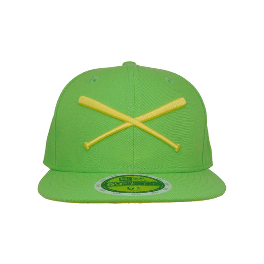 KIDS JustFitteds Crossed Bats Logo New Era 59FIFTY Cap Lime