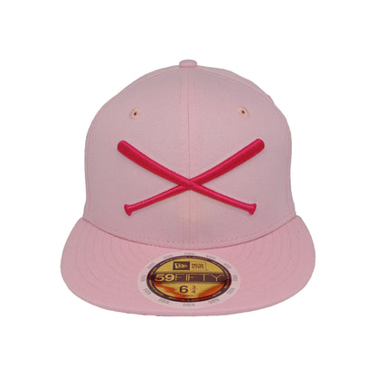 KIDS JustFitteds Crossed Bats Logo New Era 59FIFTY Cap Pink lightpink Front View