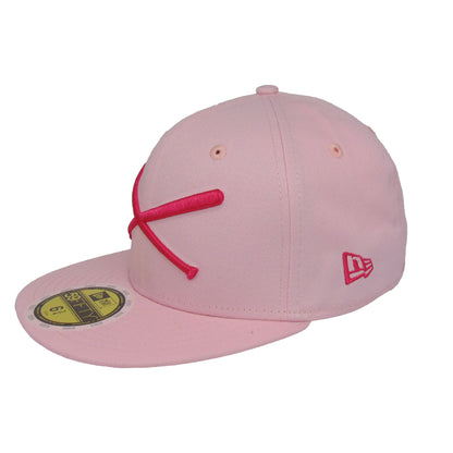 KIDS JustFitteds Crossed Bats Logo New Era 59FIFTY Cap Pink lightpink Side View