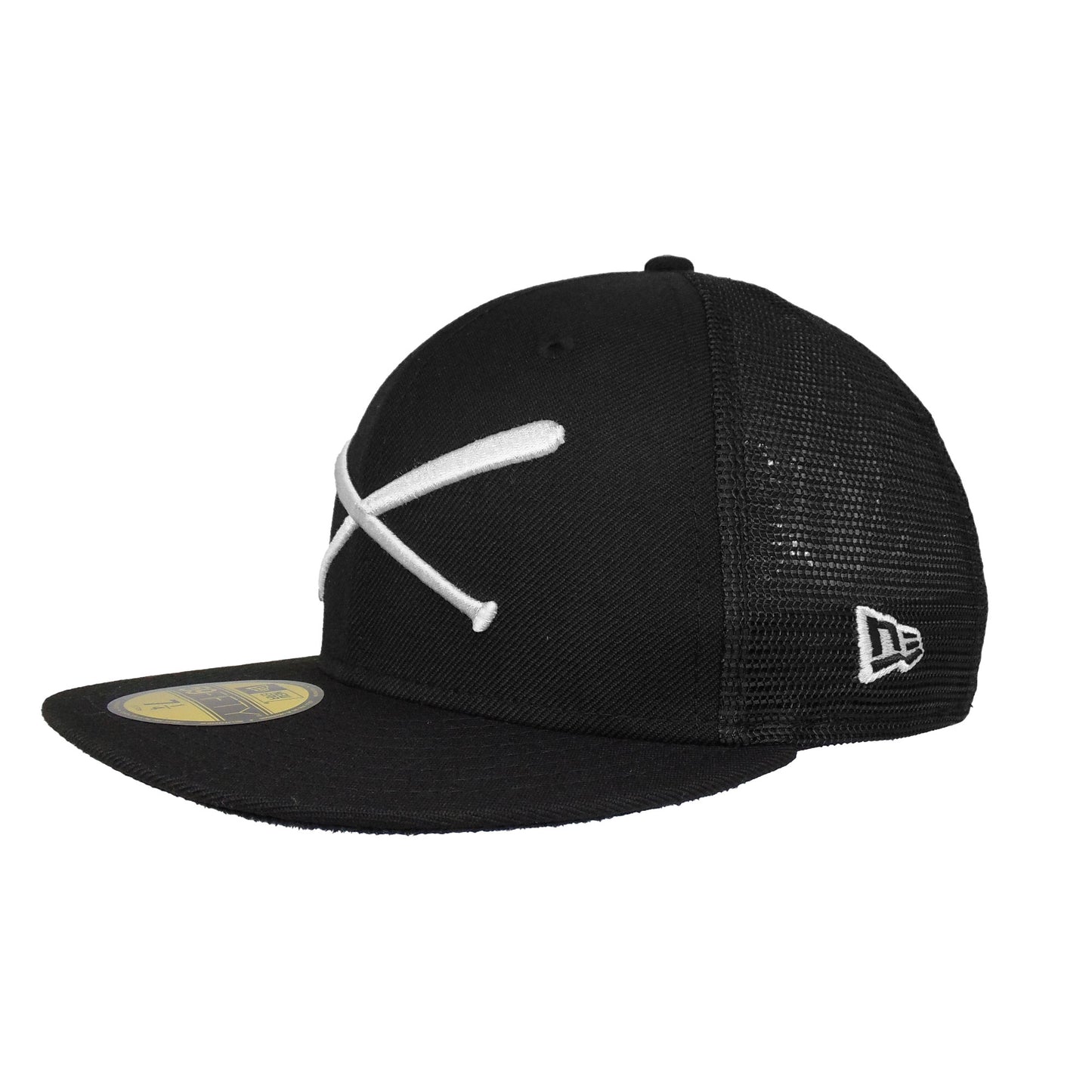 JustFitteds Crossed Bats Logo New Era 59FIFTY Trucker BLK