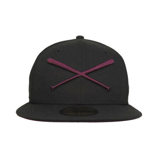 JustFitteds Crossed Bats Logo New Era 59FIFTY Black Maroon