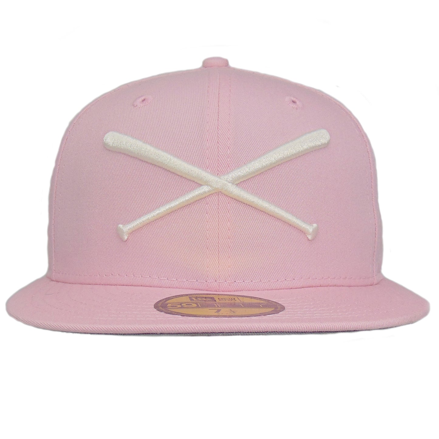 JustFitteds Crossed Bats Logo New Era 59FIFTY Cap Pink Chrome